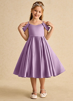 Azazie Favia Final Sale Wisteria A-Line Off the Shoulder Matte Satin Dress image4