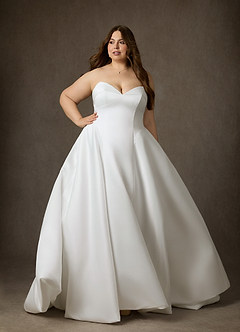 Azazie Junessa Suknie ślubne Linia A Bez ramiączek Satyna Pociąg Kapliczny Sukienka image13