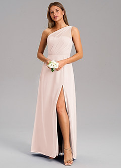 Azazie Phaedra Bridesmaid Dresses Rose Petal A-Line One Shoulder Chiffon Dress image4