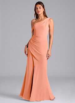 Azazie Madelyn Suknie dla druhen Syrena Jedno ramię Szyfon Do ziemi Sukienka image4