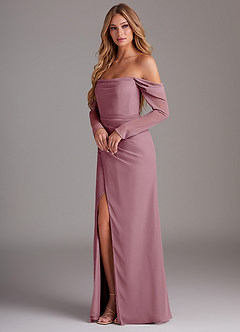 Azazie Hallie Bridesmaid Dresses Vintage Mauve Mermaid Long Sleeve Chiffon Dress image3
