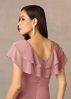 Azazie Snapdragon Mother of the Bride Dresses Dusty Rose A-Line V-Neck Ruched Chiffon Dress image5