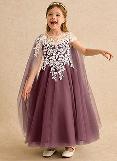 Azazie Dandelion Blumenmädchenkleider Ballkleid Spitze Kleid Sangria image1