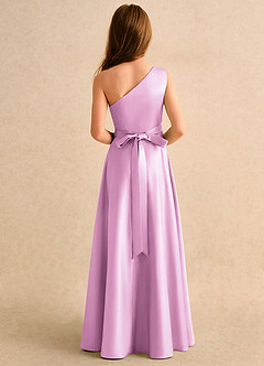 Azazie Puddles Girls Formal Abiti da Ragazza di Fiori Abito A-Line in Raso Opaco Monospalla Rosa Confetto image3