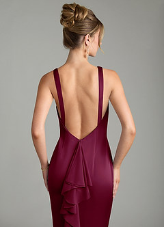 Azazie Tamera Bridesmaid Dresses Mulberry Mermaid Pleated Stretch Satin Dress image6