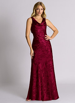 Azazie Rylina 신부 들러리 드레스 인어 절하다 자카드 바닥 길이 드레스 image5