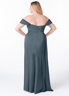 Azazie Amyra Bridesmaid Dresses Twilight Sheath Off the Shoulder Stretch Satin Convertible Dress image11