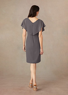 Azazie Julia Mother of the Bride Dresses Steel Grey Sheath V-Neck Pleated Chiffon Dress image4