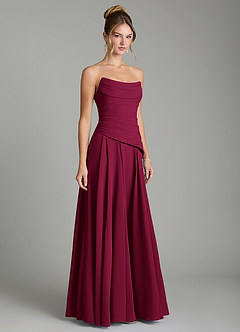 Azazie Gabriela Bridesmaid Dresses Burgundy A-Line Corset Chiffon Dress image5