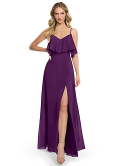 Azazie Jean Bridesmaid Dresses Grape A-Line Chiffon Convertible Dress image1