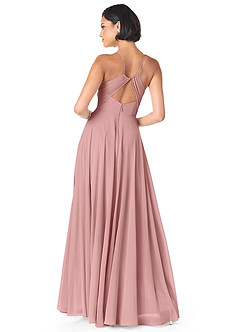 Azazie Avelina Bridesmaid Dresses Dusty Rose A-Line V-Neck Pleated Chiffon Dress image2