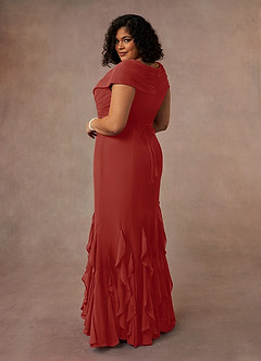 Azazie Bailora Abiti per la Madre della Sposa Abito Sirena in Chiffon Increspato Terracotta image9