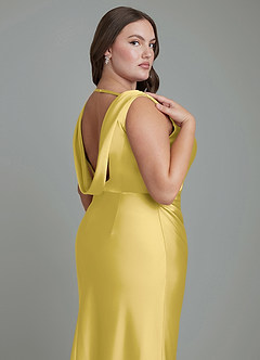 Azazie Kieryn Bridesmaid Dresses Canary Mermaid Pleated Stretch Satin Dress image13