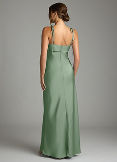 Azazie Ellia Bridesmaid Dresses Matcha Sheath Bow Stretch Satin Dress image5