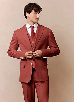 front James Terracotta Structured Stretch 3-piece suit