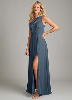 Azazie Phaedra Bridesmaid Dresses Neptune A-Line One Shoulder Chiffon Dress image5