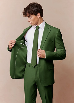 front James Olive Structured Stretch Suit Jacket