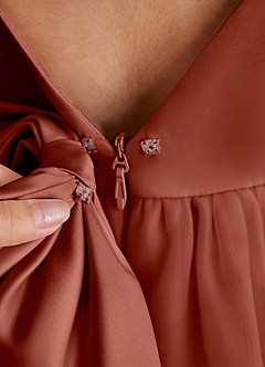 Azazie Twinkle Toes vestidos de niña de las flores Vestido de Castaño de Tul de Corte En A con Lazo image6