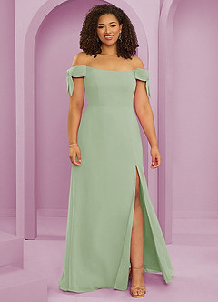 Barbie ♥ Azazie Bridesmaid Dresses Dusty Sage A-Line Off the Shoulder Chiffon Convertible Dress image7