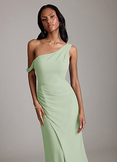 Azazie Madelyn Bridesmaid Dresses Dusty Sage Mermaid One Shoulder Chiffon Convertible Dress image4