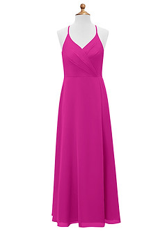 Azazie Davis Junior Fuchsia A-Line Chiffon Dress image7