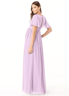 Azazie Verna Brautjungfernkleider für Schwangere A-Linie V-Hals Gerüscht Chiffon Bodenlänge Kleid image4