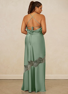 Christian Siriano Bridal for Azazie 1012 Brautjungfernkleider Etui Spitze Stretch-Satin Kleid Matcha image9