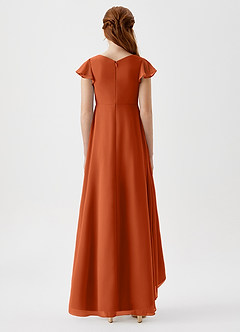 Azazie Breanne Junior Vestido de Naranja Quemada de Gasa de Corte En A image5