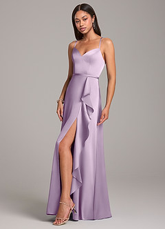 Azazie Naeem Robes de demoiselle d'honneur Robe Trapèze en Satin extensible Frostiges Flieder image3