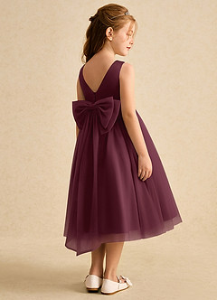 Azazie Winnie Blumenmädchenkleider Ballkleid Schleifen Tüll Kleid Cabernetrot image3