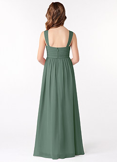 Azazie Evie Junior Eucalyptus A-Line Pleated Chiffon Dress image3