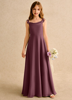 Azazie Puppy Girls Formal Blumenmädchenkleider A-Linie Plissee Chiffon Kleid Sangria image5