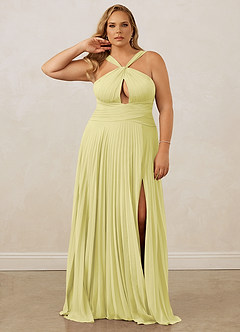 Christian Siriano Bridal for Azazie 1009 Bridesmaid Dresses Lemon Sorbet A-Line Pleated Chiffon Dress image11