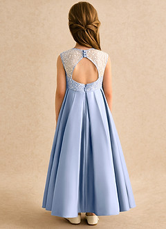 Azazie Candy Girl Final Sale Champagne Ball-Gown Bow Matte Satin Dress image2