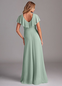 Azazie Lainey Bridesmaid Dresses Agave A-Line with Pockets Chiffon Dress image7