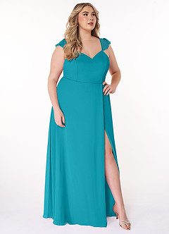 Azazie Everett Bridesmaid Dresses Jade A-Line V-neck Ruched Chiffon Dress image9
