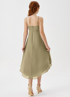 Azazie Mariam Junior Moss Green A-Line Pleated Chiffon Dress image6