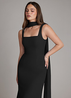 Azazie Katya Abiti da Damigella Abito Convertibile Sirena in Chiffon Scollo quadrato Nero image2