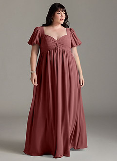 Azazie Madisynn Maternity Bridesmaid Dresses Bow Chiffon Floor-Length Dress image5