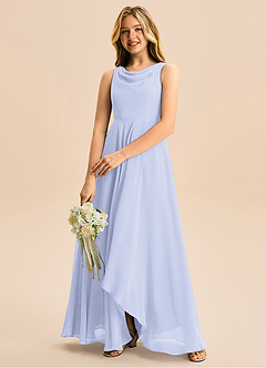 Azazie Mannie Junior Linia A Pofałdowany Szyfon Asymetryczny Młodsza druhna Sukienka image5