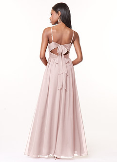 Azazie Zeya Brautjungfernkleider A-Linie V-Hals Gefaltet Chiffon Kleid Zartrosa image3
