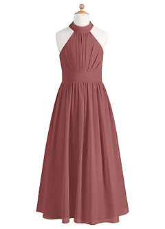 Azazie Iman Junior Amethyst A-Line Pleated Chiffon Dress image6