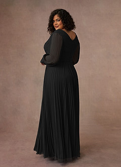 Azazie Zina Mother of the Bride Dresses Black A-Line Pleated Chiffon Dress image10
