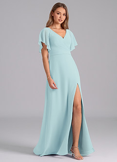 Azazie Ambrosia At-home Try On Dresses Cabernet A-Line Pleated Chiffon Dress image5