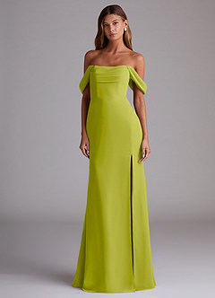 Azazie Saige Vestidos de damas de honor Vestido de Hierba De Limón de Gasa de Corte en A Convertible con Vestidos sin tirantes image3