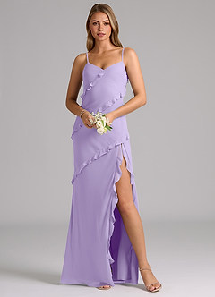 Azazie Nancie Bridesmaid Dresses Lilac Mermaid Ruched Chiffon Dress image8