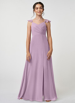 Azazie Amada Junior Wisteria A-Line Ruched Chiffon Dress image1