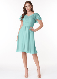 Azazie Hadley Final Sale A-Line Pleated Chiffon Knee-Length Dress image1
