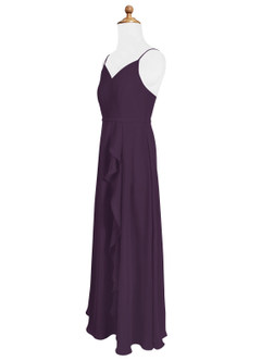Azazie Naeem Junior A-Linie Gestreift Chiffon Kleid Pflaume image6