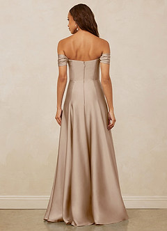Christian Siriano Bridal for Azazie 1002 Bridesmaid Dresses Taupe A-Line Off the Shoulder Stretch Satin Convertible Dress image6